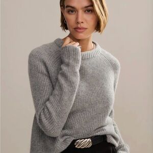 Cashmere Fisherman Sweater in Heather Gray